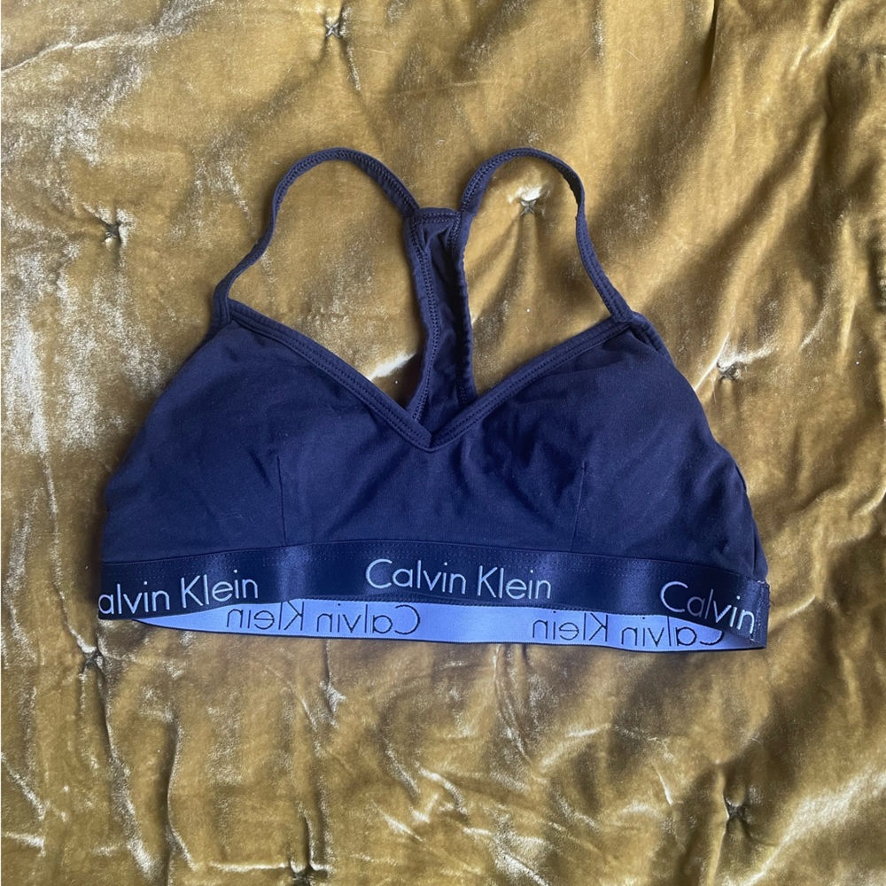 Calvin Klein Black Bralette with White Logo Band